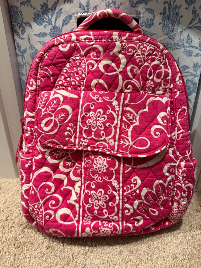 Vera Bradley Pink And Cream Quilted Backpack